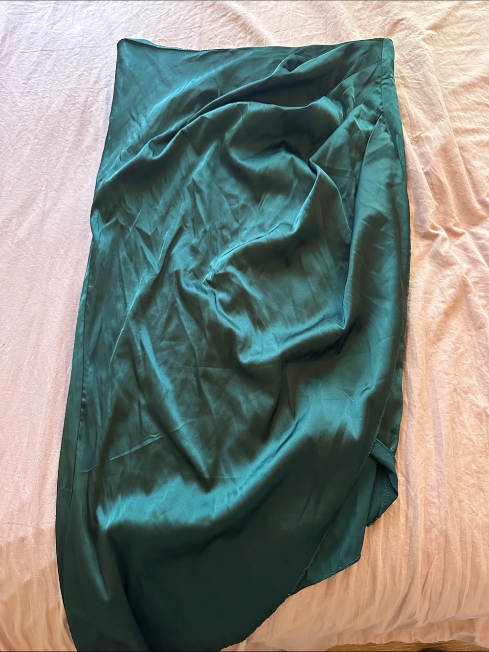 Asymmetrical Satin Skirt in Deep Teal